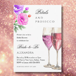 Invitation Pétales florales roses et Fête des mariées de Pros