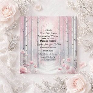 Invitation Pétales givrés dans un mariage en forêt hivernale