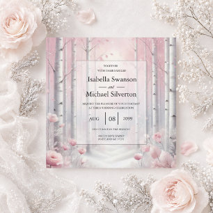 Invitation Pétales givrés dans un mariage en forêt hivernale