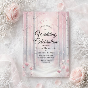 Invitation Pétales givrés dans un mariage en forêt hivernale
