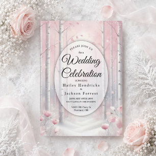 Invitation Pétales givrés dans un mariage en forêt hivernale