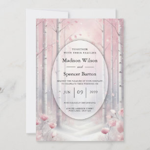 Invitation Pétales givrés dans un mariage forestier hivernal