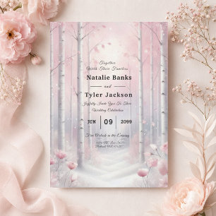 Invitation Pétales givrés dans un mariage forestier hivernal