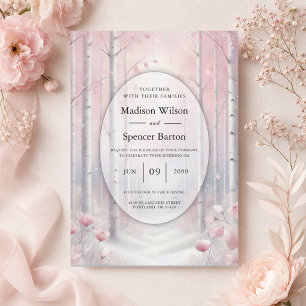 Invitation Pétales givrés dans un mariage forestier hivernal