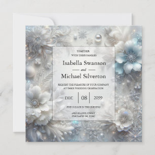 Invitation Pétales neigeux en Mariage de fleurs congelées