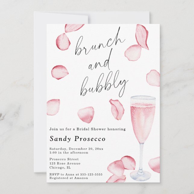Invitation Pétales & Procuco Brunch et bulle nuptiale (Devant)
