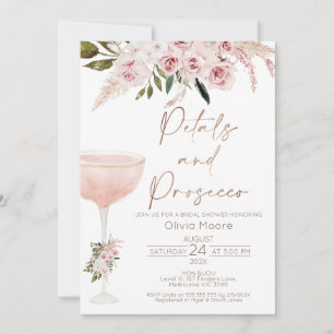 Invitation Pétales Prosecco Boho Blush Fête des mariées flora