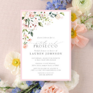 Invitation Pétales & Prosecco Elegant Rose Floral Douche