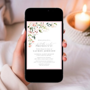 Invitation Pétales & Prosecco Elegant Rose Floral Douche