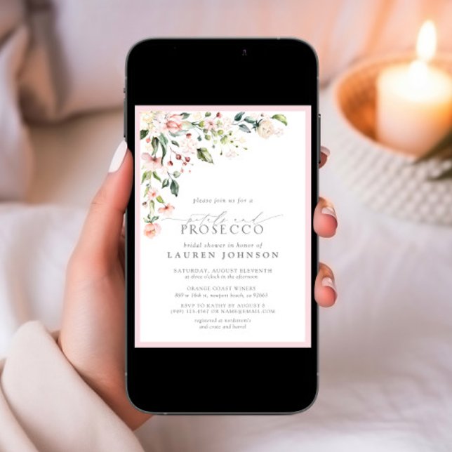 Invitation Pétales & Prosecco Elegant Rose Floral Douche (Créateur téléchargé)