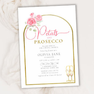 Invitation Pétales Prosecco Flora Boho Gold Arch Fête des mar