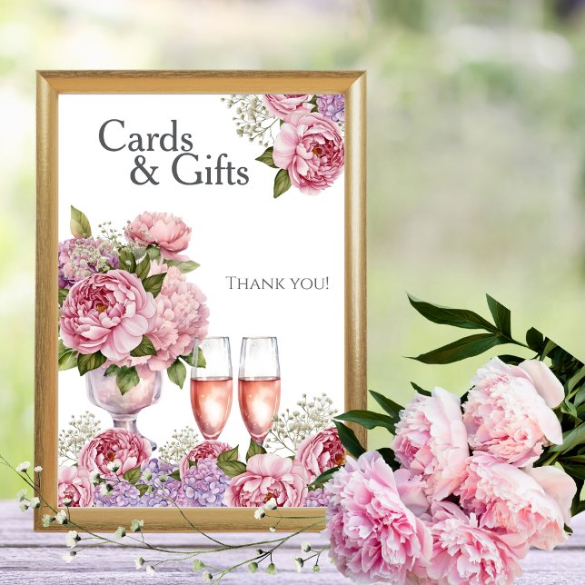 Invitation Pétales & Prosecco Panneau "Cartes & Cadeaux" (Petals & Prosecco "Cards & Gifts" Sign)