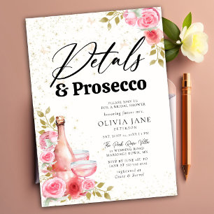 Invitation Pétales Prosecco Roses Rose Fête des mariées or