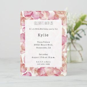 Invitation Pétales rose romantique Floral Anniversaire