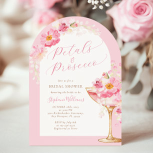 Invitation Pétales roses Arch et Fête des mariées Prosecco