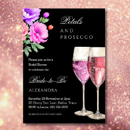 Invitation Pétales roses et noires et Fête des mariées de pou