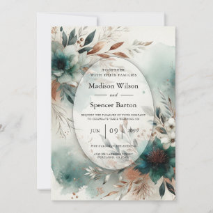 Invitation Pétales sarcelles dans la collection de mariage Fl