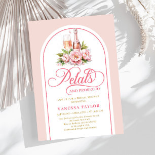 Invitation Pétales tendance et prosecco rose gold célébration