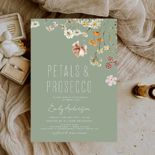 Invitation Pétales Vert Sauge & Apéritif de Mariage au Prosec