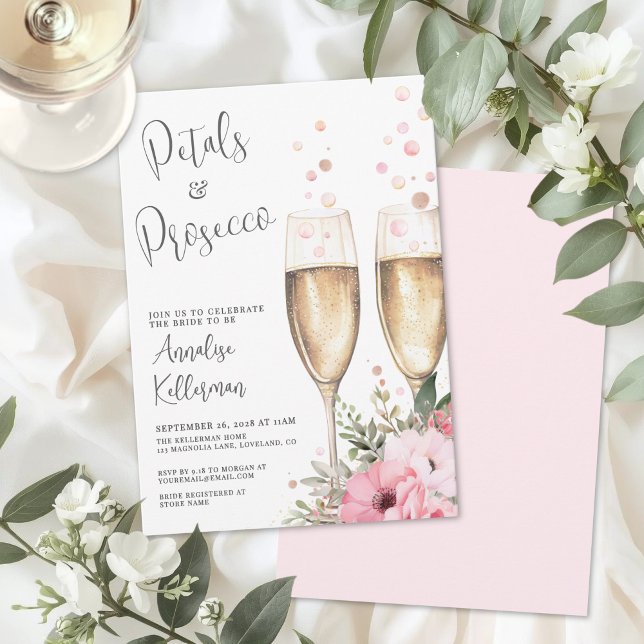 Invitation Petals And Prosecco Bridal Shower (Petals And Prosecco Bridal Shower Invitation)