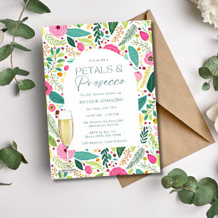 Invitation Petals et Prosecco Floral Fête des mariées Party