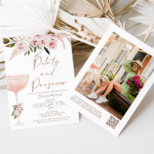 Invitation Petals Prosecco QR Code Boho Fête des mariées flor