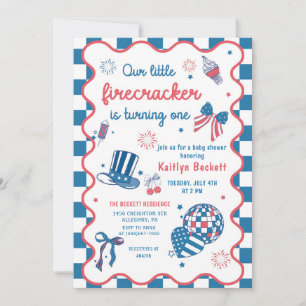 Invitation Pétard Sur Le Chemin 4 juillet Baby shower