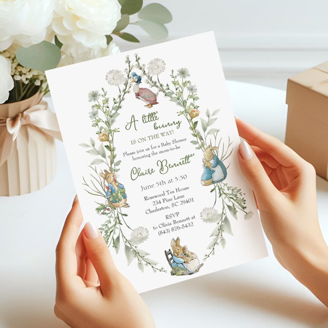 Invitation Peter le lapin Fleur sauvage Baby est sur le chemi (Créateur téléchargé)