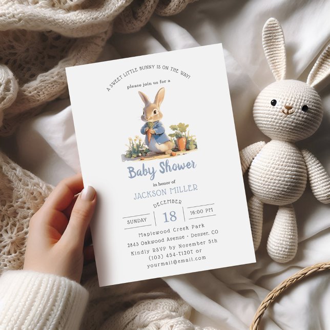 Invitation Peter le mignon lapin Baby shower neutre (Créateur téléchargé)