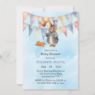Invitation Peter Rabbit Aquarelle bébé garçon douche