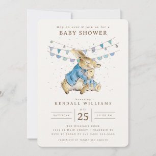 Invitation Peter Rabbit   Baby shower pour garçons Confetti