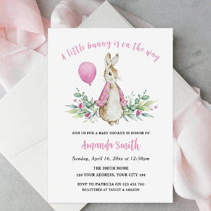 Invitation Peter Rabbit Baby shower rose