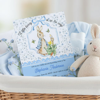 Invitation Peter Rabbit Blue Wildflowers Books for Baby and