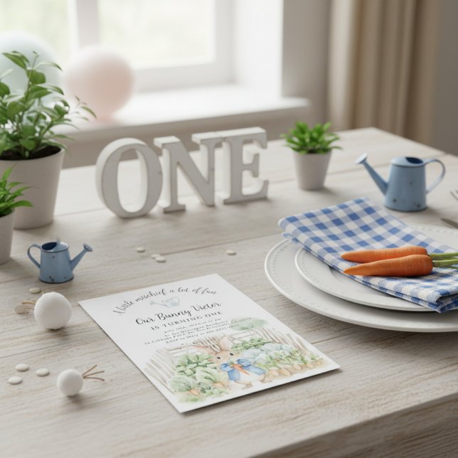 Invitation Peter Rabbit Boy Premier Anniversaire de fête Chou (Créateur téléchargé)