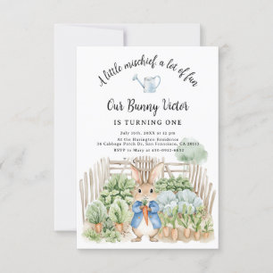 Invitation Peter Rabbit Boy Premier Anniversaire de fête Chou