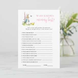 Invitation Peter Rabbit Bunny fille.Baby shower jeu