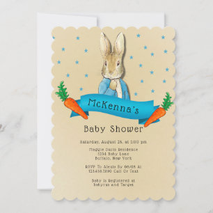 Invitation Peter Rabbit Carottes et Stars Baby shower garçon
