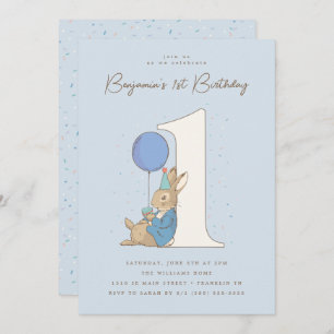 Invitation Peter Rabbit   Garçon 1er Anniversaire Blue Confet