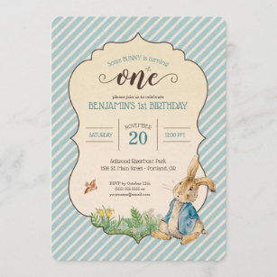 Invitation Peter Rabbit   Premier anniversaire du bébé