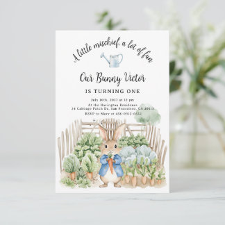 Invitation Peter Rabbit Veggie Garden Party First Birthday