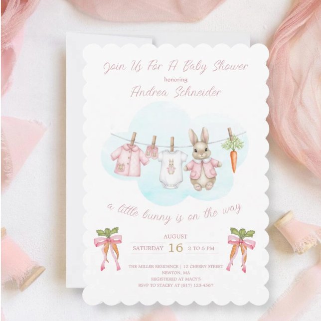 Invitation Peter the Rabbit Girl Clothesline Baby Shower   (Créateur téléchargé)
