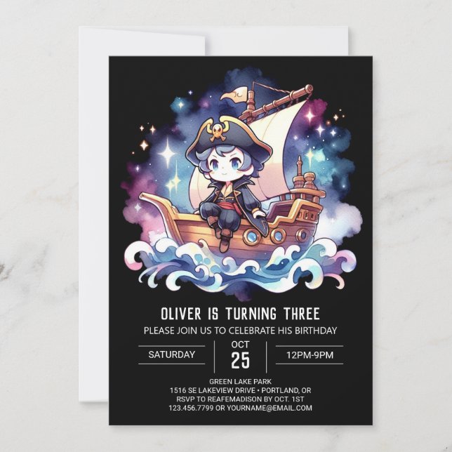 Invitation Petit adorable Pirate Anniversaire (Devant)