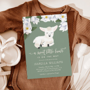 Invitation Petit agneau doux Baby shower neutre genre