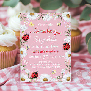 Invitation Petit amour insecte coccinelle Daisy Floral Annive