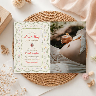 Invitation Petit amour punaise Fleur sauvage Baby Shower Phot