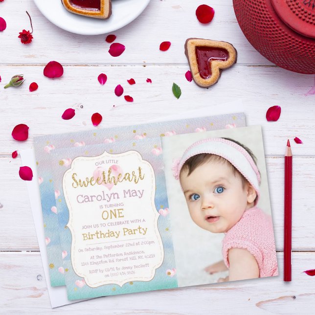 Invitation Petit amour Saint Valentin Photo d'anniversaire (Créateur téléchargé)
