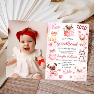 Invitation Petit amour Valentine Chiot photo Anniversaire