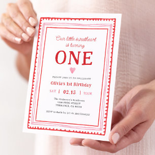 Invitation Petit amour Valentine's Girl First Birthday