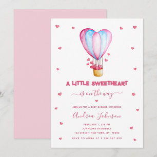 Invitation Petit Amoureux Hot Air Balloon Girl Baby shower