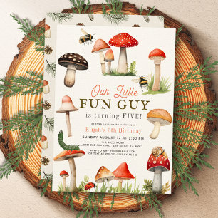 Invitation Petit Amusant Guy Mushroom Bee Boy Anniversaire